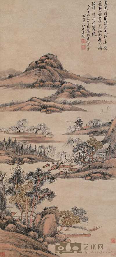 弘旿 1789年作 春来泽国 立轴 116×53cm